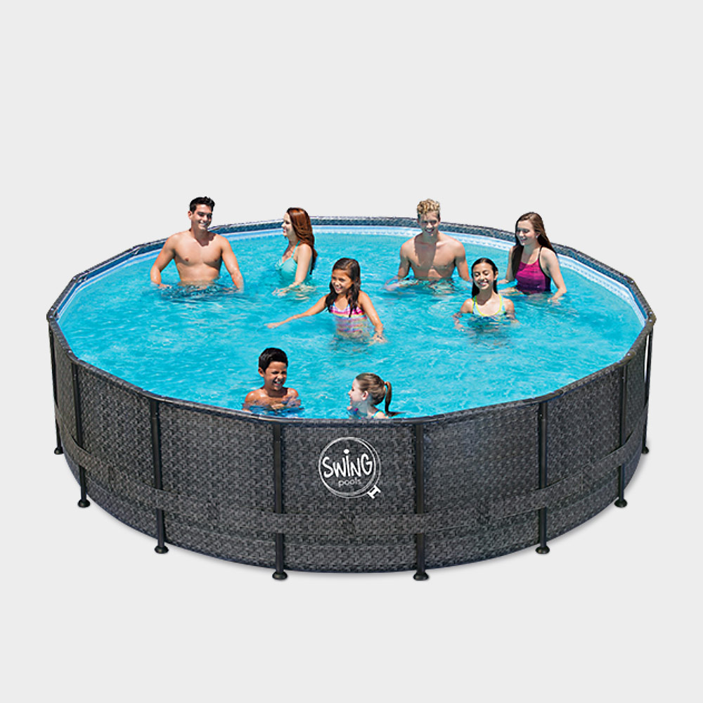 Frame Pool PRIME Rund Wicker dark 488 x 122 cm Frame