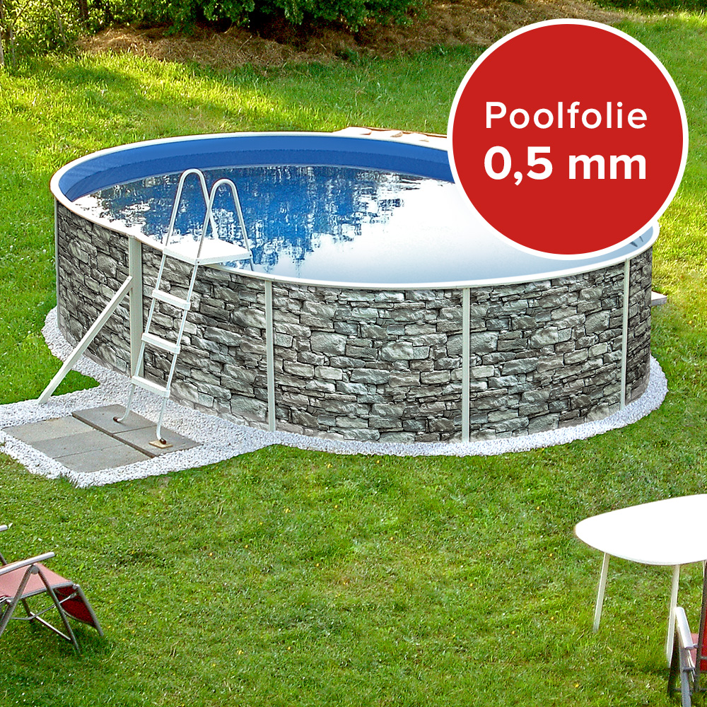 Ovalpools POOLSANA STONEOvalpool Stahlwandbecken frei