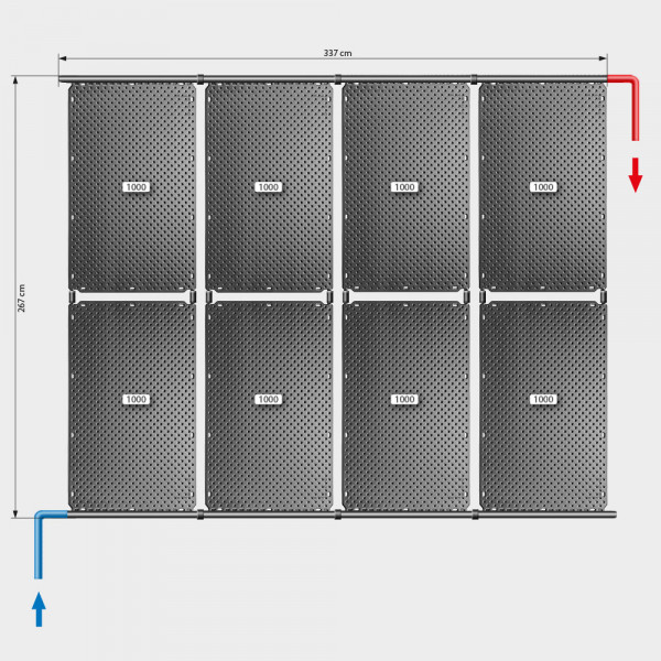 Pool-Solarheizung POOLSANA OKU Set 16 | Flachdachmontage
