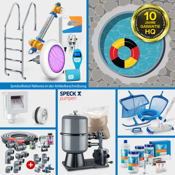 Rundpool Alu PS HQ 5,00 x 1,50 m | Alu-Handlauf | 0,8 mm grau PERFECT-Set | Teil- Kompletteinbau