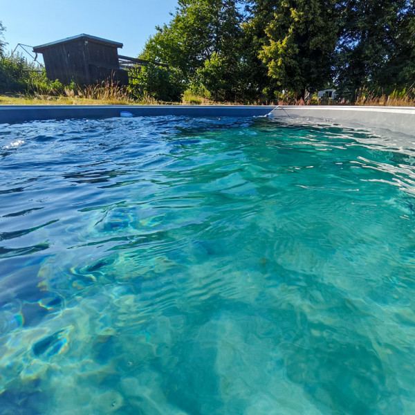 2. Wahl: Einzelbecken Stahlwand-Rundpool SQ 4,00 x 1,50 m | Alu-Handlauf | 4D-Folie 0,9 mm anthrazit