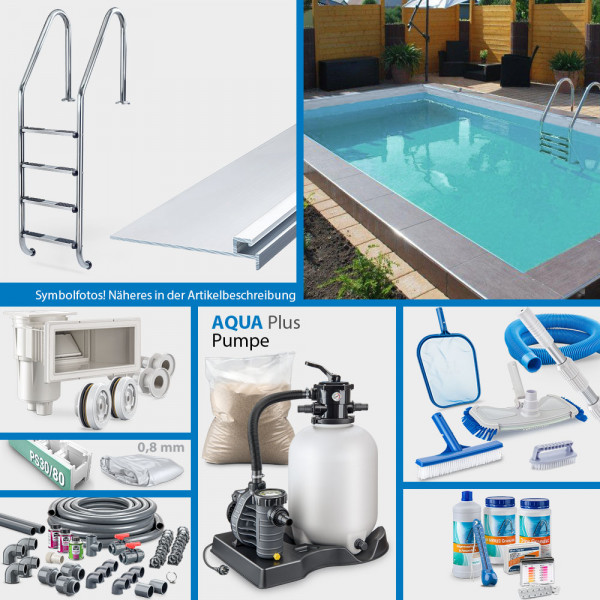 PS30/80-Rechteckpool POOLSANA HQ 6,00 x 3,00 x 1,50 m | Folie grau 0,8 mm | PLUS-Set