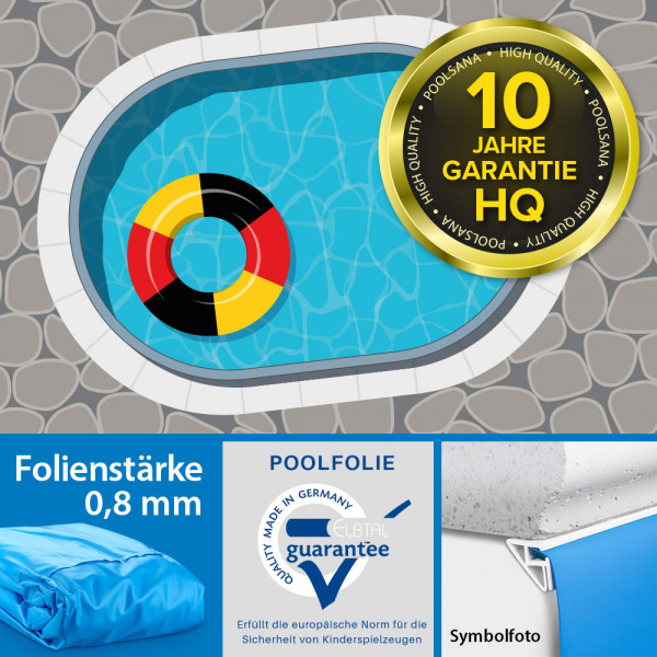 Einzelbecken Stahlwand-Ovalpool POOLSANA HQ 7,00 x 3,50 x 1,50 m mit UNDERCOVER-Handlauf