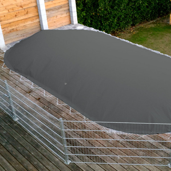 Poolabdeckung MTH Air Protect UNI anthrazit 4,90 x 3,00 m | Oval-/Achtform | Mit Seil