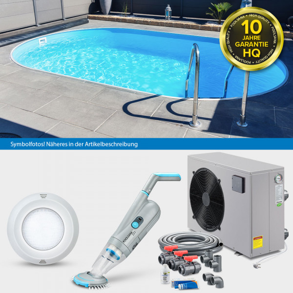 Stahlwand-Ovalpool POOLSANA HQ 4,90 x 3,00 x 1,35 m | Folie blau 0,8 mm | LAGOON-Set PLUS