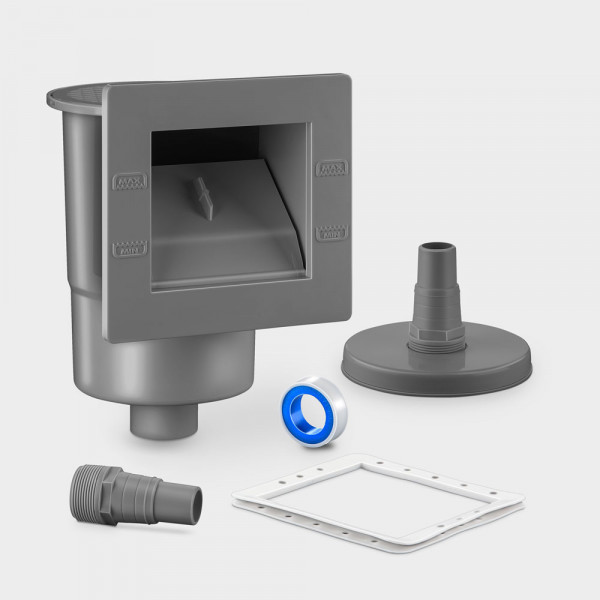 Pool Einbauskimmer POOLSANA PLUS mit Flanschblende | Farbe: Grau