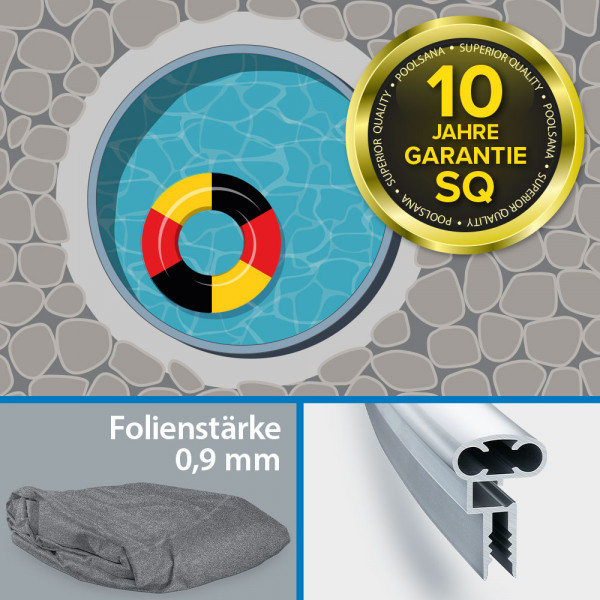 Einzelbecken Rundpool PS SQ 4,00 x 1,25 m mit Alu-Wand | Alu-Handlauf | 4D-Folie 0,9 mm Anthrazit