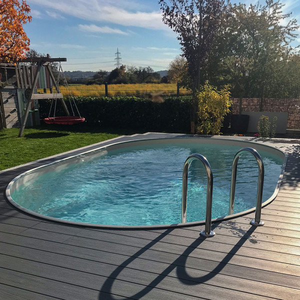 Aluwand-Ovalpool PS SQ 7,00 x 3,50 x 1,50 m | Alu-Handlauf | 4D-Folie 0,9 mm Anthrazit | PERFECT-Set