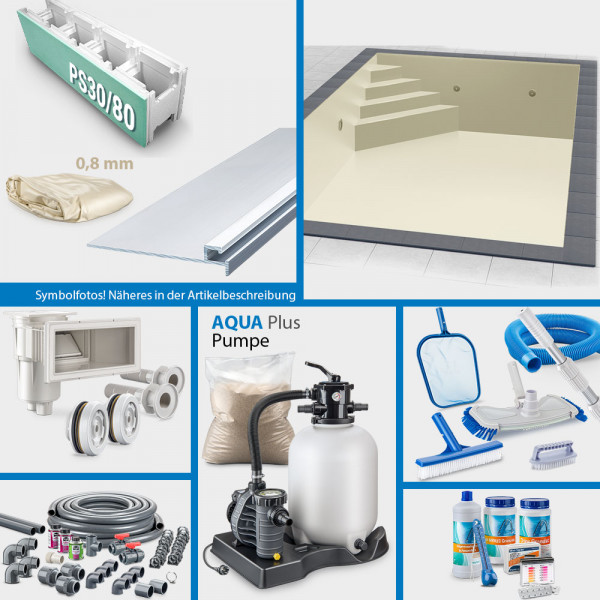 JUBILÄUMS-Rechteckpool 6,00 x 3,00 x 1,50 m PLUS-Set | Sand | Unterbautreppe Eck 169 x 169 cm