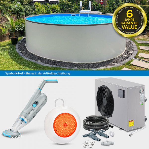 Rundpool PS VALUE 4,20 x 1,20 m Folie blau + Alu Handlauf LAGOON-Set COMFORT | Freiaufst./Teileinbau