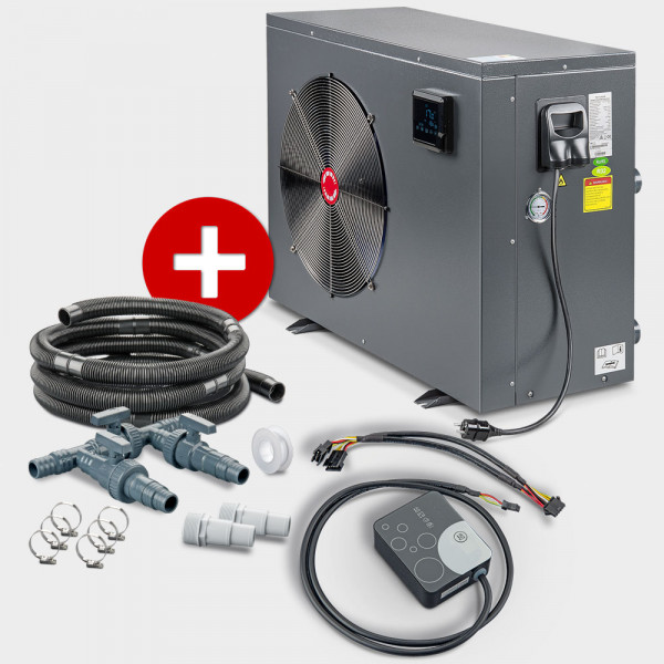 Schwimmbad Full-Inverter-Wärmepumpe POOLSANA InverPRO 17 + Anschluss-Set 38 mm + Wi-Fi Modul