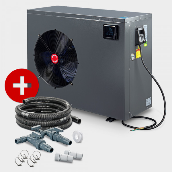 Schwimmbad Full-Inverter-Wärmepumpe POOLSANA InverPRO 21 + Anschluss-Set 38 mm