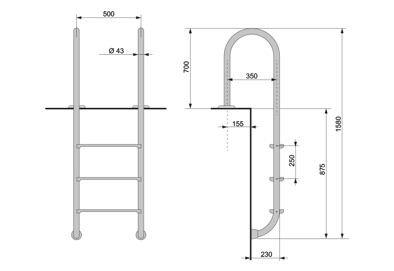 Abmessungen Pool-Leiter Abmessungen Pool-Leiter