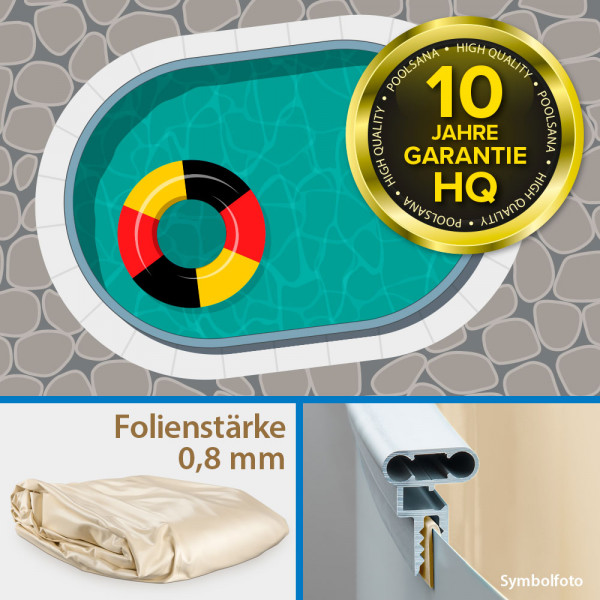 Einzelbecken Ovalpool PS HQ 7,00 x 3,50 x 1,50 m mit Alu-Wand und Alu-Kombihandlauf | Folie sand