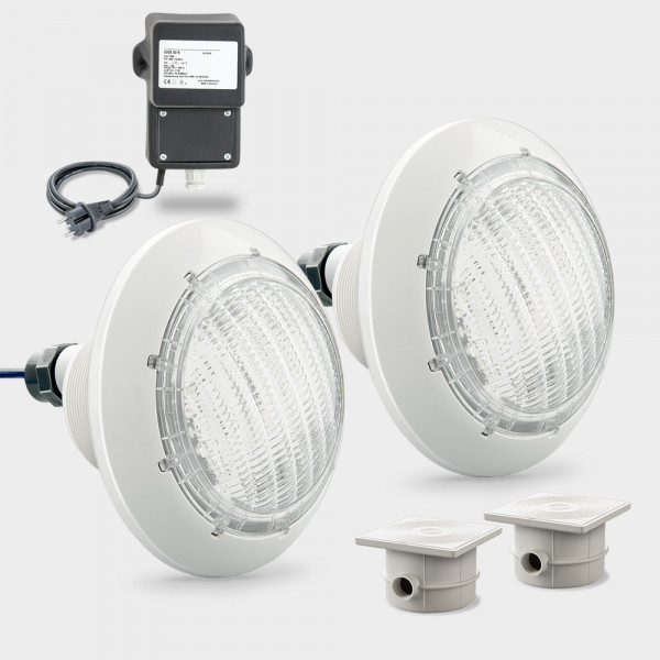 Set 2 x LED Poolscheinwerfer weiß COMPACT POWER