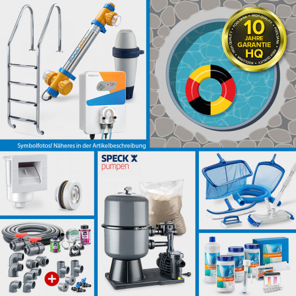 Rundpool Alu PS HQ 4,50 x 1,50 m | Alu-Handlauf | 0,8 mm grau PERFECT-Set | Teil- Kompletteinbau