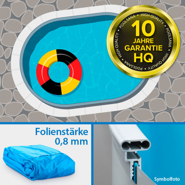 Einzelbecken Ovalpool PS HQ 7,00 x 3,50 x 1,50 m mit Alu-Wand und Alu-Kombihandlauf | Folie blau