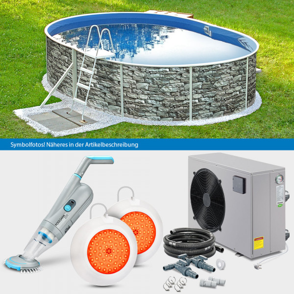 Ovalpool PS STONE 5,50 x 3,70 x 1,20 m Folie 0,5mm LAGOON-Set COMFORT | Freiaufstellung/Teileinbau
