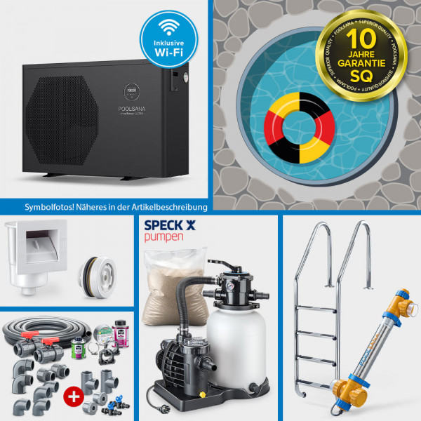 Rundpool PS SQ 4,50x1,50m | Alu-HL | 4D-Folie 0,9mm anthrazit PROFI-Set "HEAT" | Teil-/Kompletteinb.