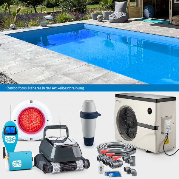 POOLSANA Rechteckpool 5,00 x 3,00 x 1,50 m | Folie blau 1,0 mm | LAGOON-Set PROFI