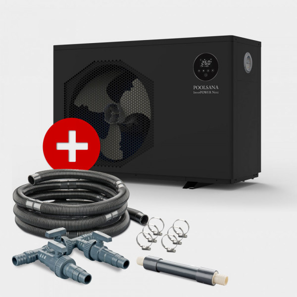 Pool Full-Inverter-Wärmepumpe POOLSANA InverPOWER NEXT 11 kW + Anschluss-Set 38 mm