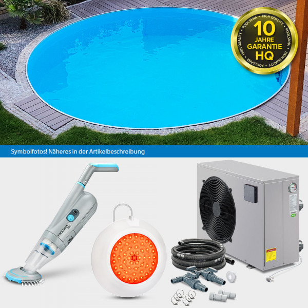 Rundpool POOLSANA HQ mit Alu-Handlauf 3,50x1,35 m LAGOON-Set PLUS | Freiaufstellung/Teileinbau