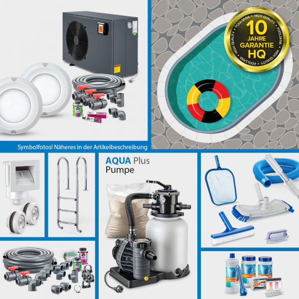 Alu-Ovalpool-Set HQ 6,00 x 3,20 x 1,50m | Folie sand 0,8 mm | Alu-Handlauf | PROMO-Set PRIME