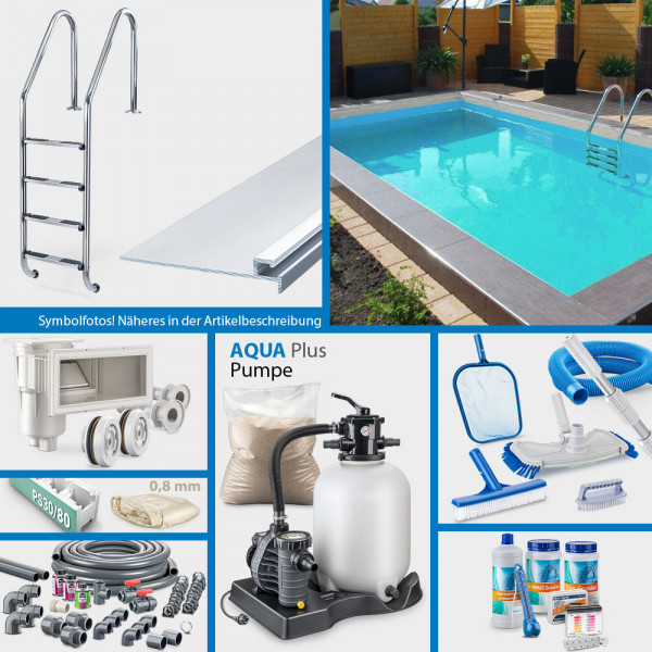 PS30/80-Rechteckpool POOLSANA HQ 8,00 x 4,00 x 1,50 m | Folie sand 0,8 mm | PLUS-Set