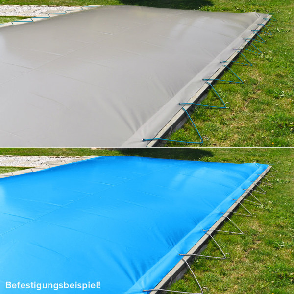 MTH Poolabdeckung Air Protect Bicolor für Rechteckpools | Farbe: Blau/Grau | Mit Seil + 2 Ventilen