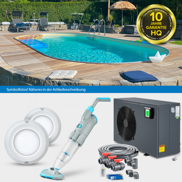 Stahlwand-Ovalpool PS HQ 6,00 x 3,20 x 1,50 m | Folie sand 0,8 mm | LAGOON-Set PLUS