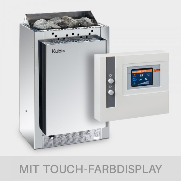 Kombiofen-Set Harvia Kubic Combi 9 kW 400 V + Kombi-Saunasteuerung POOLSANA Clima Lux Touch