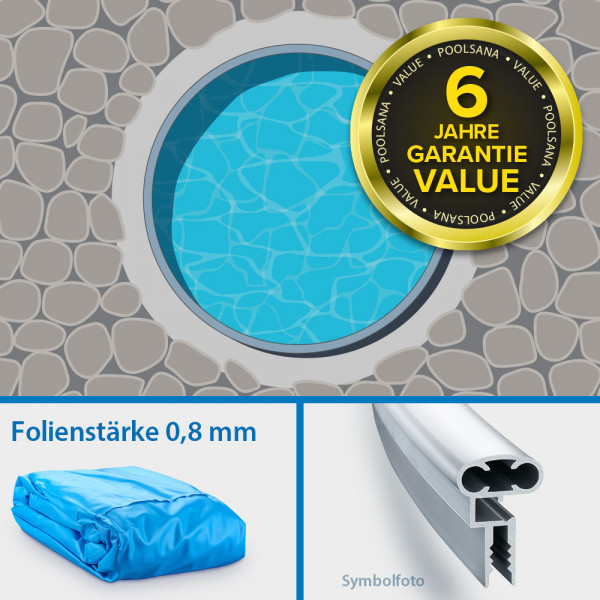 Einzelbecken Stahlwand-Rundpool PS VALUE 4,00 x 1,50 m | Folie blau + Aluminium Handlauf