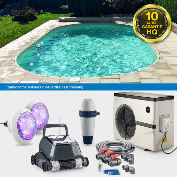 conZero Stahlwand-Ovalpool POOLSANA HQ 6,00 x 3,20 x 1,50 m LAGOON-Set PROFI | Folie sand