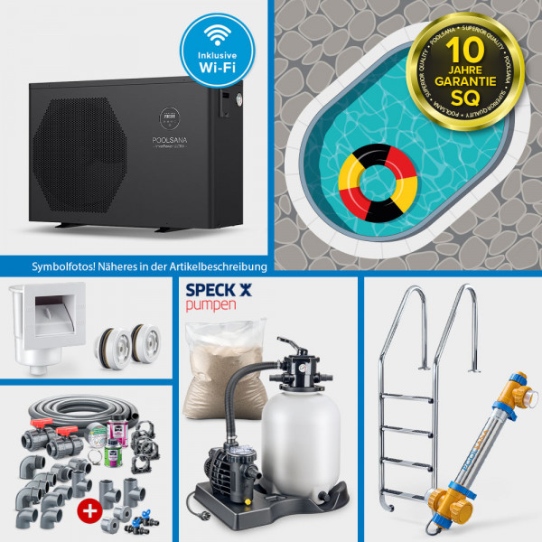 Ovalpool PS SQ 8,00 x 4,00 x 1,50 m | Alu-Handlauf | 4D-Folie grün 0,9 mm | PROFI-Set "HEAT"