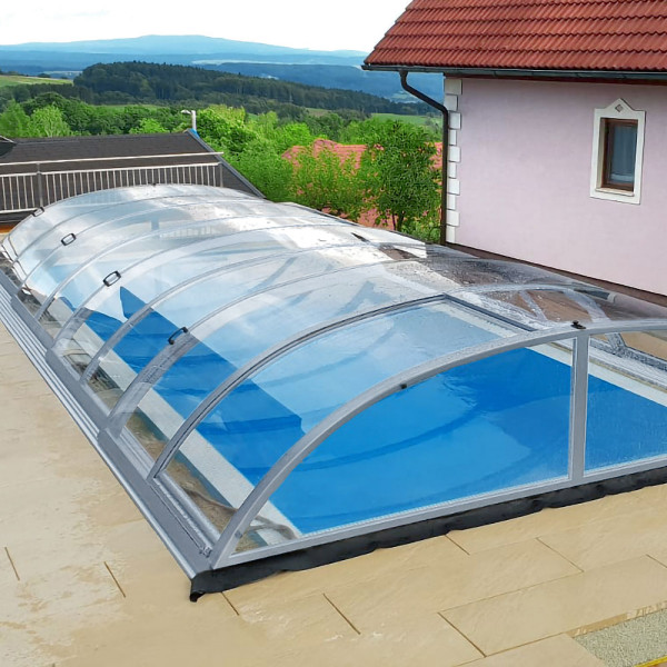 Poolüberdachung POOLSANA PRoof COMPACT CLEAR 1 Elox | 6,52 x 4,40 x 0,81 m