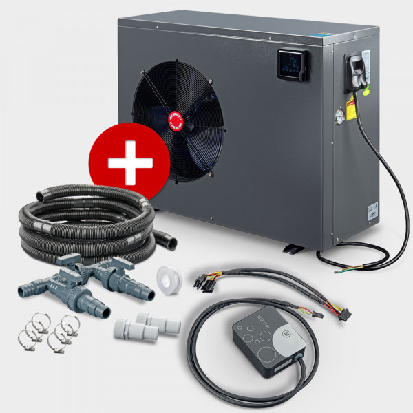 Schwimmbad Full-Inverter-Wärmepumpe POOLSANA InverPRO 21 + Anschluss-Set 38 mm + Wi-Fi Modul
