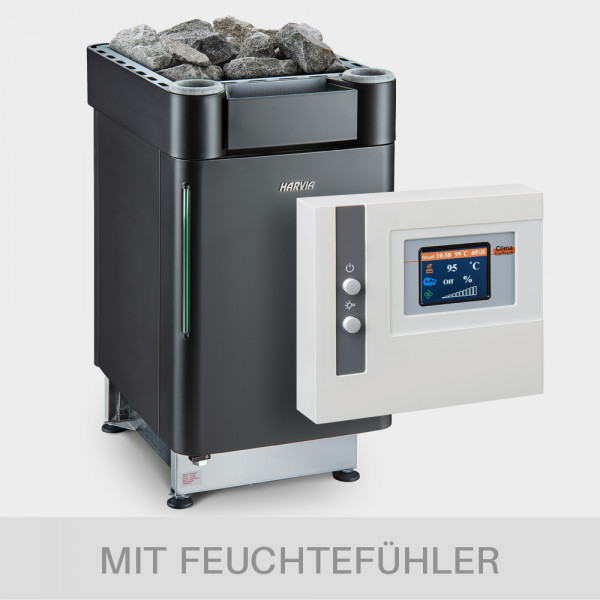 Kombiofen-Set Harvia Senator Combi 9kW 400V BLACK EDITION + Steuerung ClimaLUX Touch + Feuchtefühler