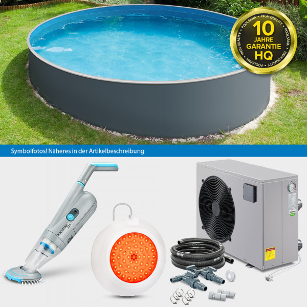 Rundpool PS HQ | Stahlwand grau | 4,00 x 1,35 m | Alu-HL | LAGOON-Set PLUS | Freiaufst./Teileinbau