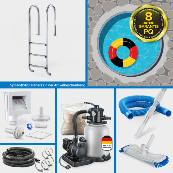 Stahlwand-Rundpool POOLSANA PQ 5,00 x 1,50 m | Alu-Handlauf | PURE-Set | Teil-/Kompletteinbau