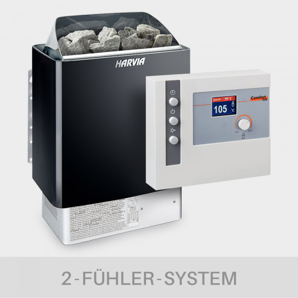 Saunaofen-Set Harvia Trendi Black 6 / 8 / 9 kW 400 V + Saunasteuerung POOLSANA L2-D2S Comfort