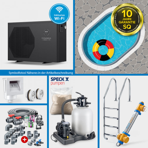 Ovalpool PS SQ 8,00 x 4,00 x 1,50 m | Alu-Handlauf | 4D-Folie blau 0,9 mm | PROFI-Set "HEAT"