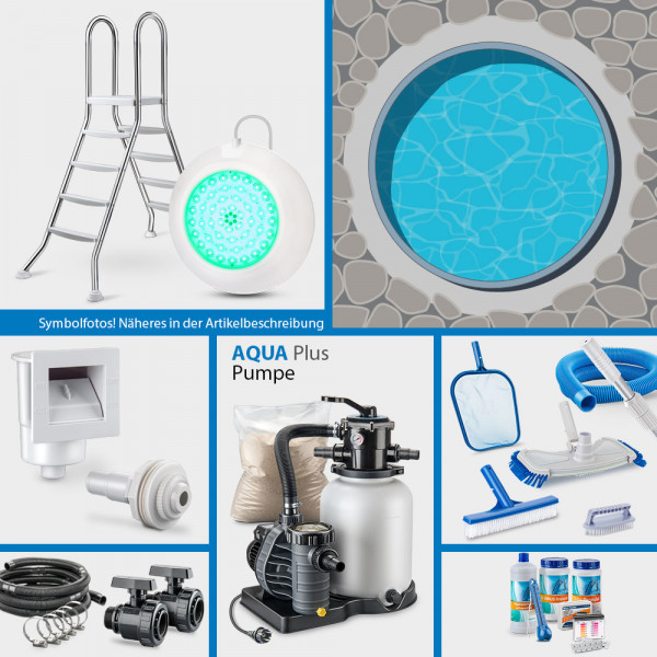 Stahlwand-Rundpool mit Alu-Handlauf | Folie 0,8 mm blau | 4,20 x 1,20 m | Jubiläums-Set