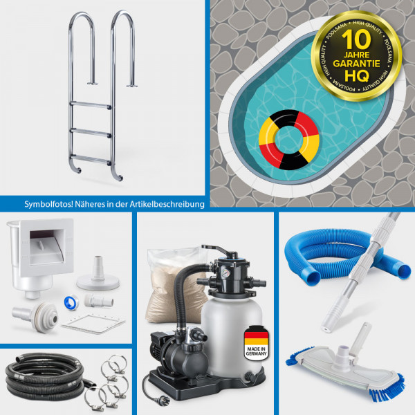 Stahlwand-Ovalpool PS HQ 7,00 x 3,50 x 1,50 m | Folie 0,8 mm grau | PURE-Set