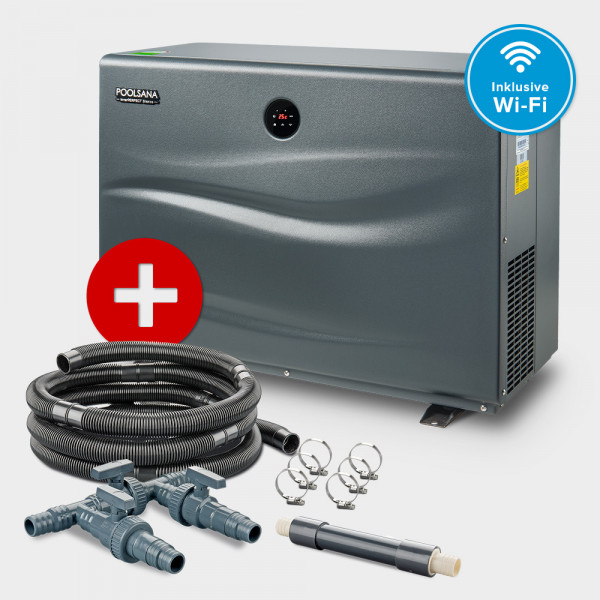 Pool Wärmepumpe POOLSANA InverPERFECT Silence 11 + Anschluss-Set 38 mm