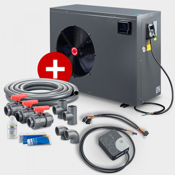 Schwimmbad Full-Inverter-Wärmepumpe POOLSANA InverPRO 21 + Anschluss-Set 50 mm + Wi-Fi Modul