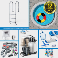 Stahlwand-Rundpool POOLSANA HQ mit Alu-Handlauf 4,50 x 1,50 m PLUS-Set | Teil-/Kompletteinbau Stahlwand-Rundpool POOLSANA HQ mit Alu-Handlauf 4,50 x 1,50 m PLUS-Set | Teil-/Kompletteinbau