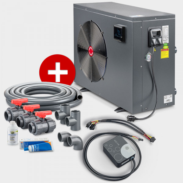 Schwimmbad Full-Inverter-Wärmepumpe POOLSANA InverPRO 17 + Anschluss-Set 50 mm + Wi-Fi Modul