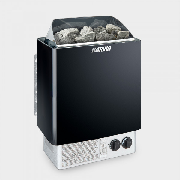 Saunaofen Harvia Trendi Black 8 kW 400 V mit angebauter Steuerung