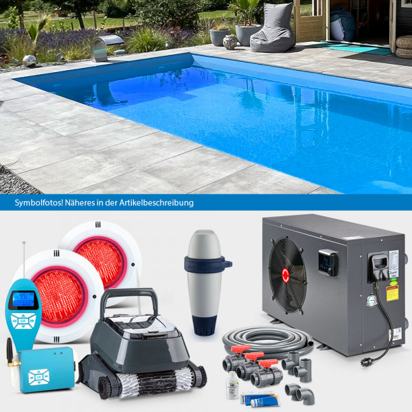 POOLSANA Rechteckpool 7,00 x 3,50 x 1,50 m LAGOON-Set PROFI mit Einstiegstreppe Elegance