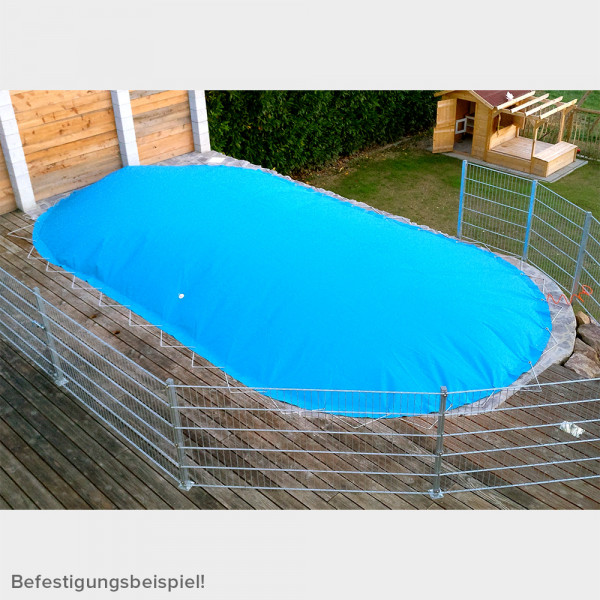 Poolabdeckung MTH Air Protect UNI blau 6,30 x 3,60 m | Oval-/Achtform | Mit Seil